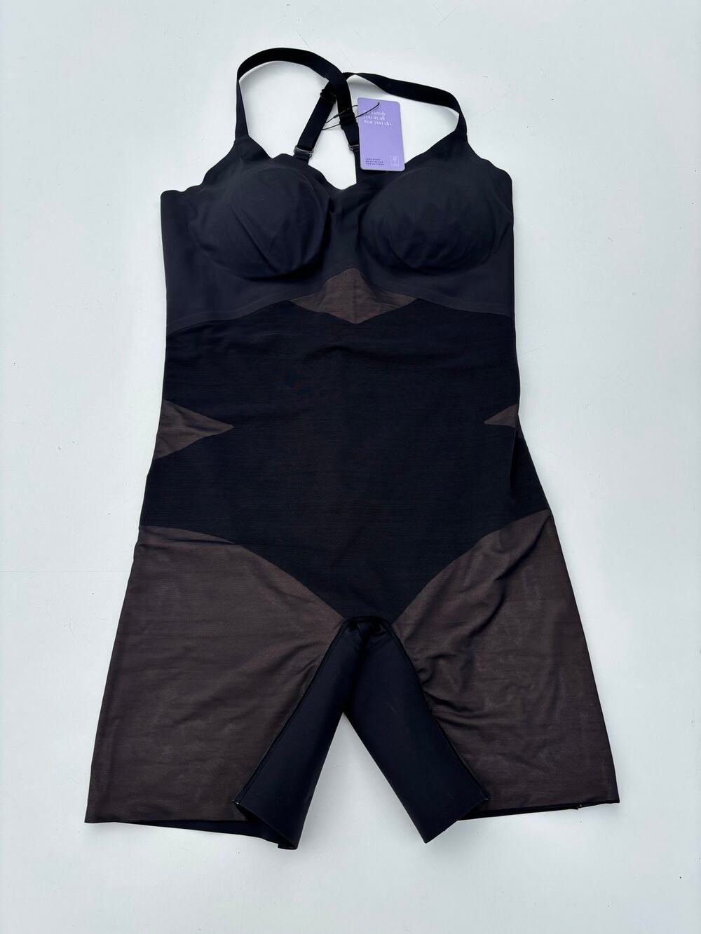 Honeylove Mid-Thigh Black Compression Bodysuit Shapewear XL